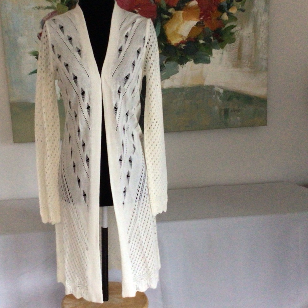 Kismet Cream Long Open-Front Cardigan